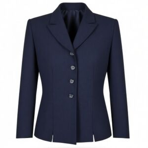 Le Suit Blazer Size 6P Black Long Sleeve 4 Button Jacket Notch Collar Lined